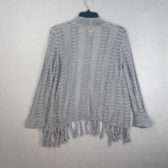 Ruby Rd Cardigan Womens Large Grey Long Sleeve Tight Knit Tasseled Casual Adult - Picture 6 of 11